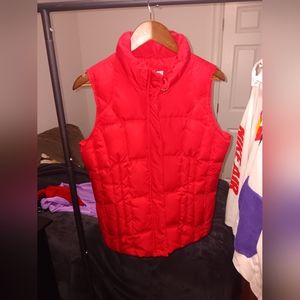 Red zip up puffer vest